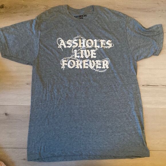 Assholes Live Forever Shirt Heather Blue M New - Picture 2 of 3